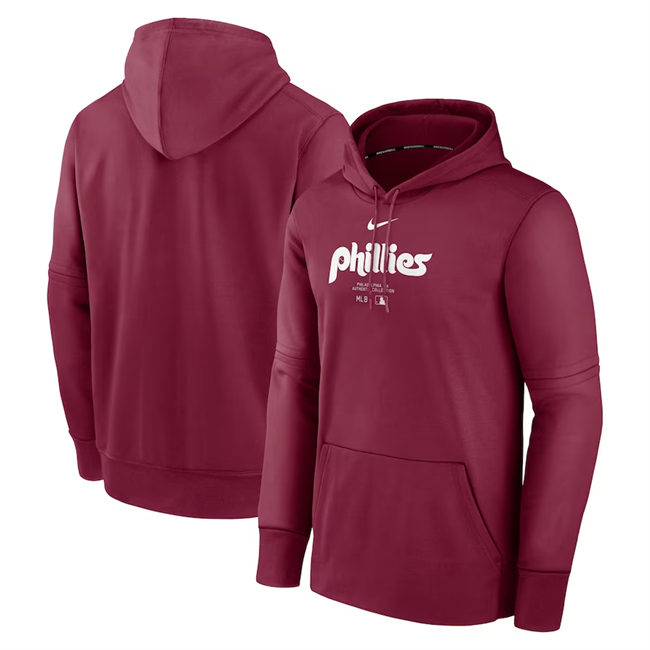 Men's Philadelphia Phillies Burgundy Collection Practice Performance Pullover Hoodie